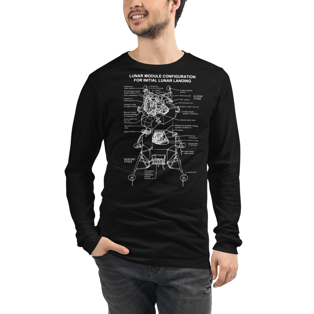 Lunar Module Exploded View — White Space Diagram — Long-Sleeve