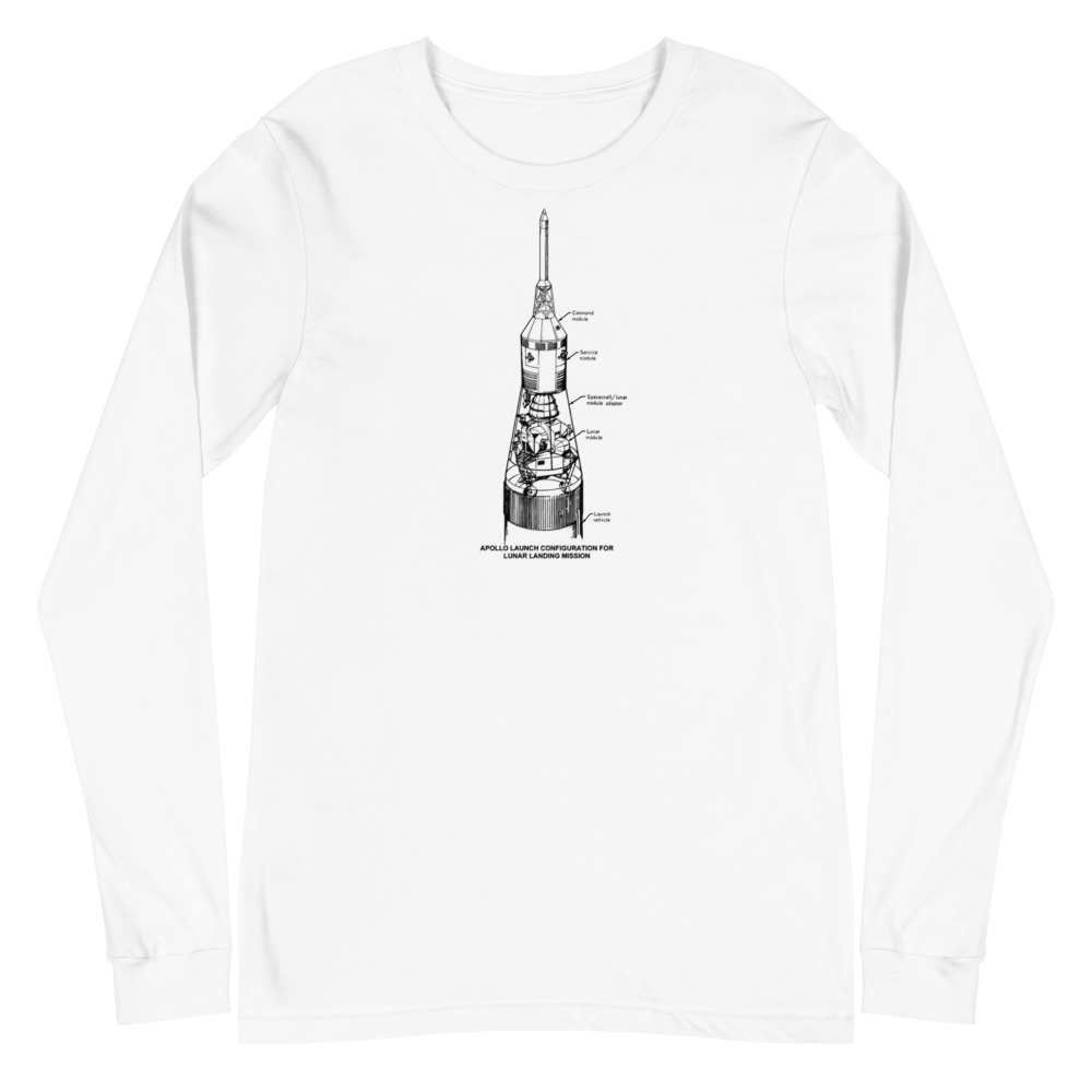 Apollo Rocket Cutaway — Black Space Diagram — Long-Sleeve Unisex T-Shirt
