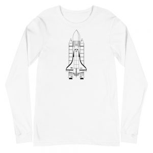 Shuttle with Rocket Booster — Black Space Diagram — Long-Sleeve Unisex T-Shirt