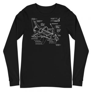 Shuttle Detail — White Space Diagram — Long-Sleeve Unisex T-Shirt