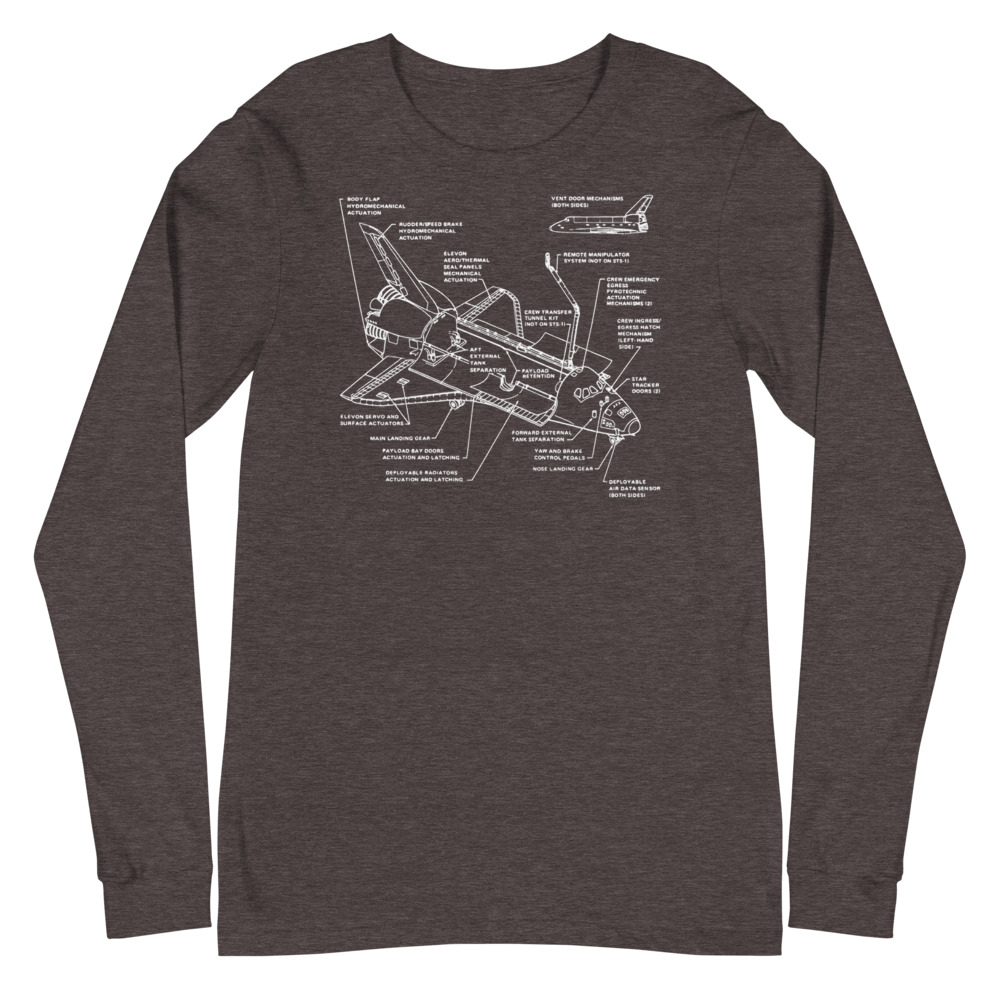 Shuttle Detail — White Space Diagram — Long-Sleeve Unisex T-Shirt - Image 8
