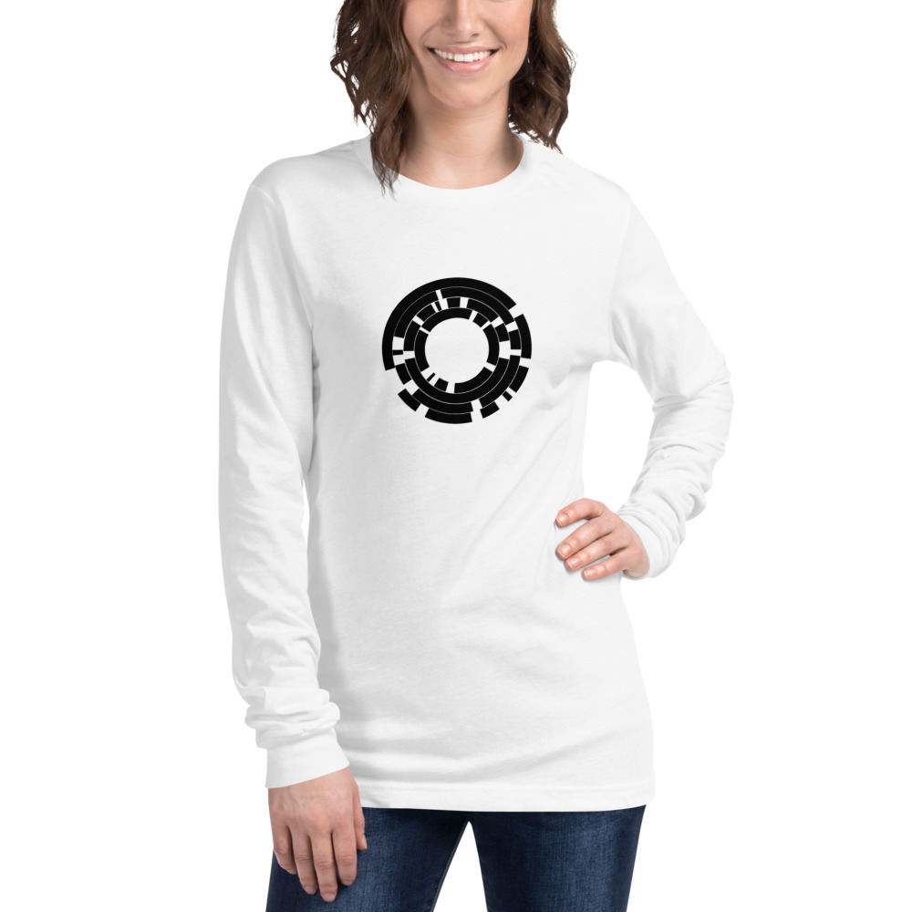Rings Disc — Black Geometric — Long-Sleeve Unisex T-Shirt - Image 4
