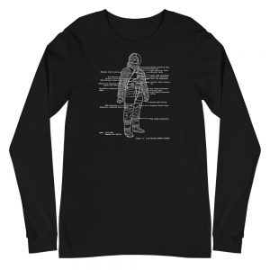 Astronaut Side View — White Space Diagram — Long-Sleeve Unisex T-Shirt