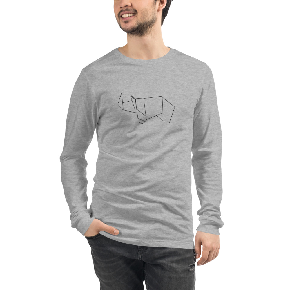 Rhino — Black Origami — Long-Sleeve Unisex T-Shirt - Image 3